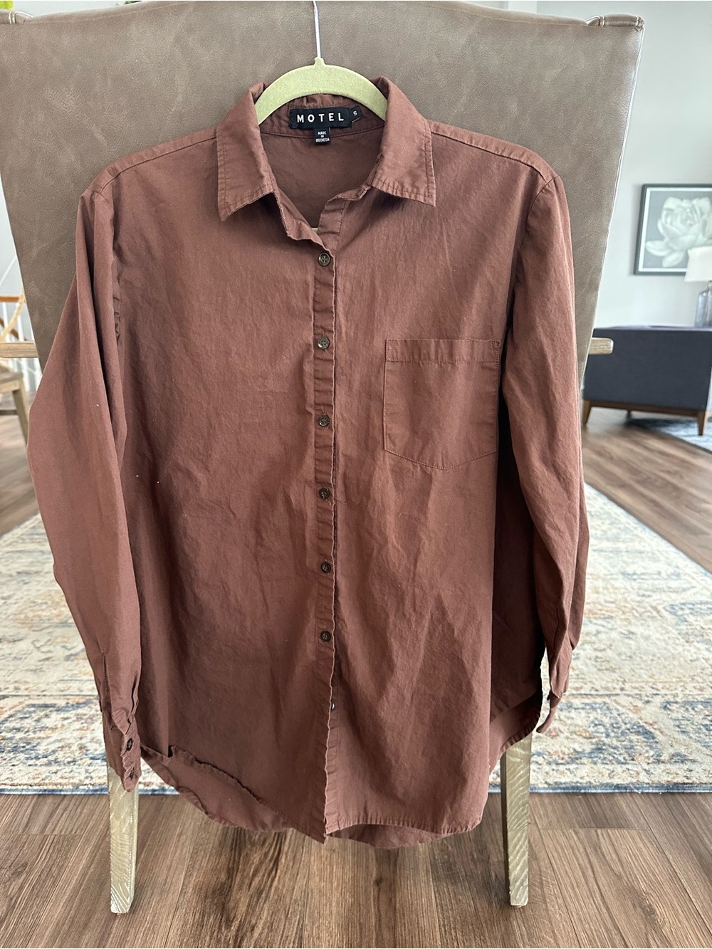 Motel Rocks Brown Long-Sleeve Button-Up Shirt